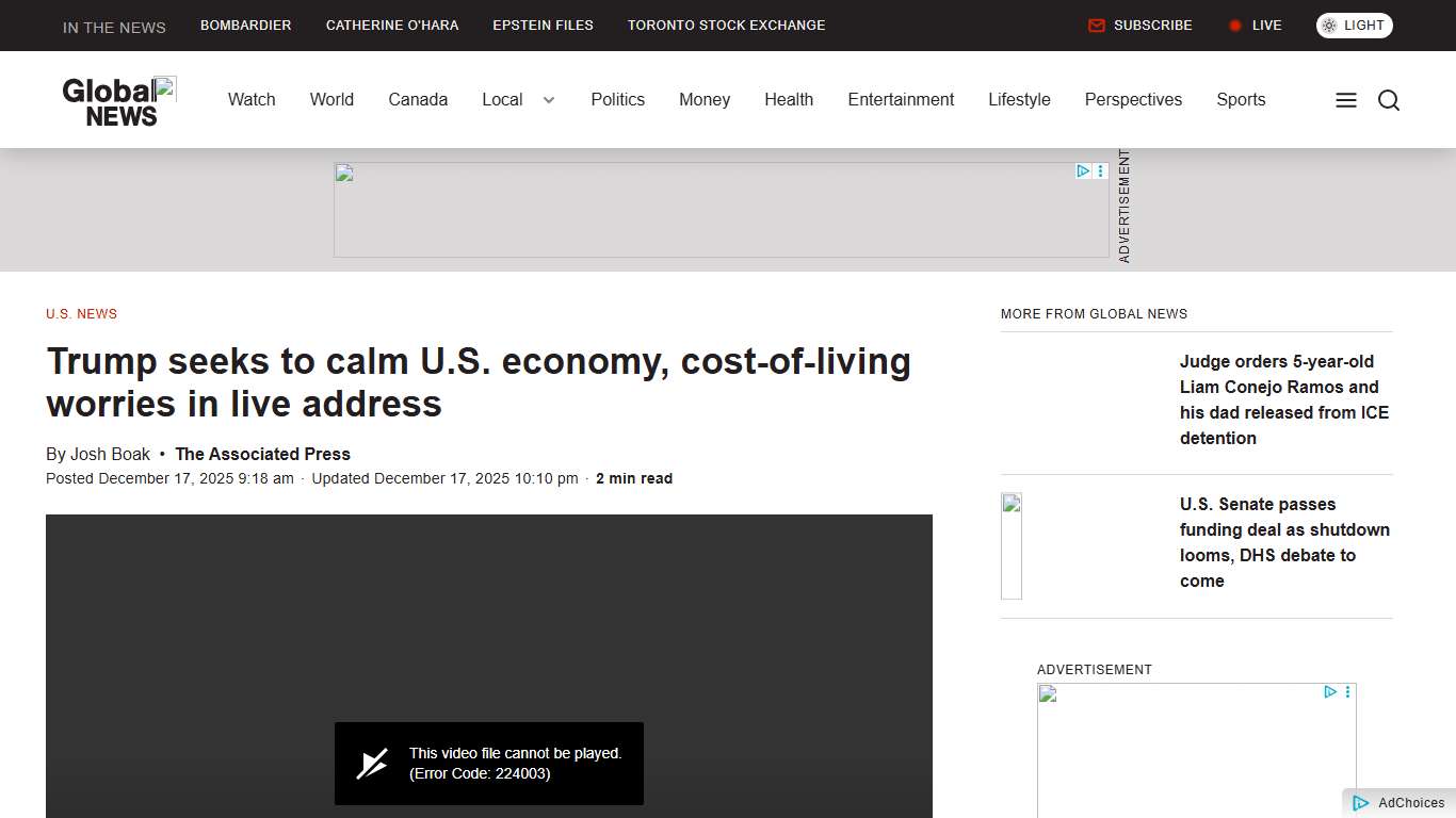 Trump seeks to calm U.S. economy, cost-of-living worries in live address - National Globalnews.ca